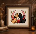 Moonlit Cat Companions – Handmade Cross-Stitch (Made To Order)