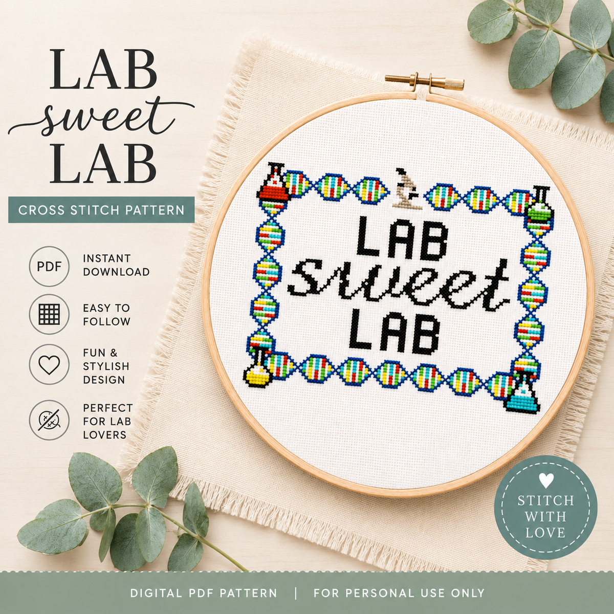 Lab Sweet Lab Cross-Stitch Pattern – Digital PDF Download